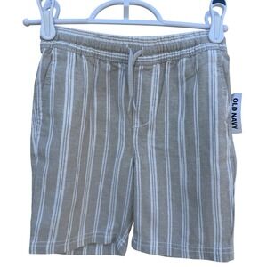 NWT 4T Old Navy Toddler Boys Tan White Striped‎ Linen Blend Shorts preppy beach